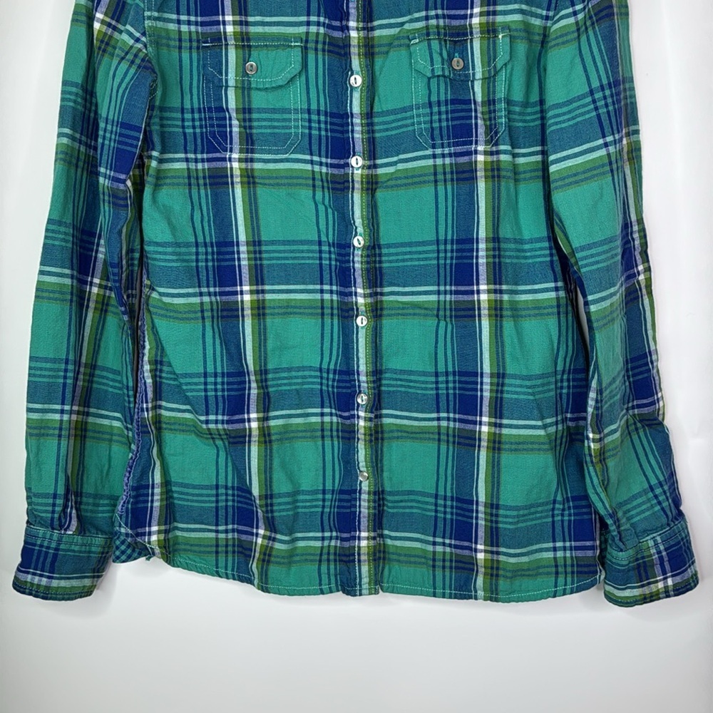 Kuhl Green Blue Long Sleeve Button Up Plaid Shirt Size Medium - Picture 3 of 9
